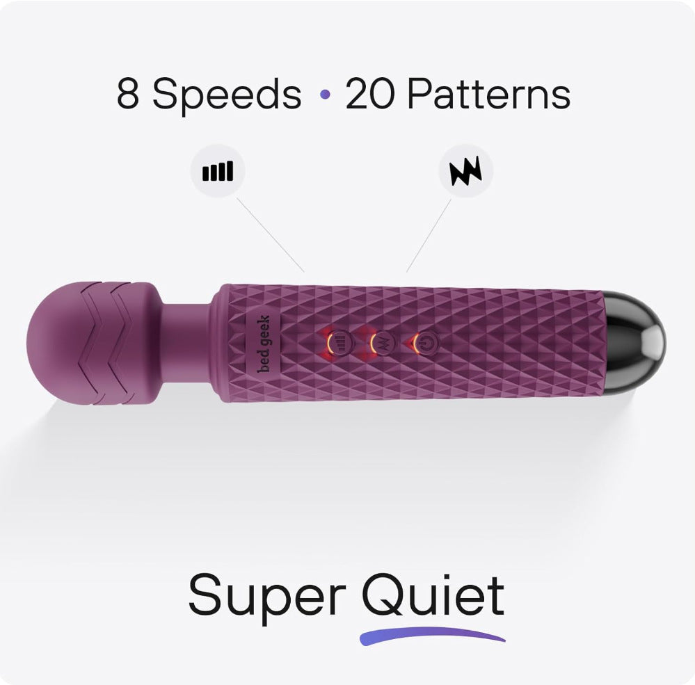 Handheld Wireless Magic Wand Massager - Waterproof, 20 Vibration Modes, 8 Speed Memory Function, Soft for Skin