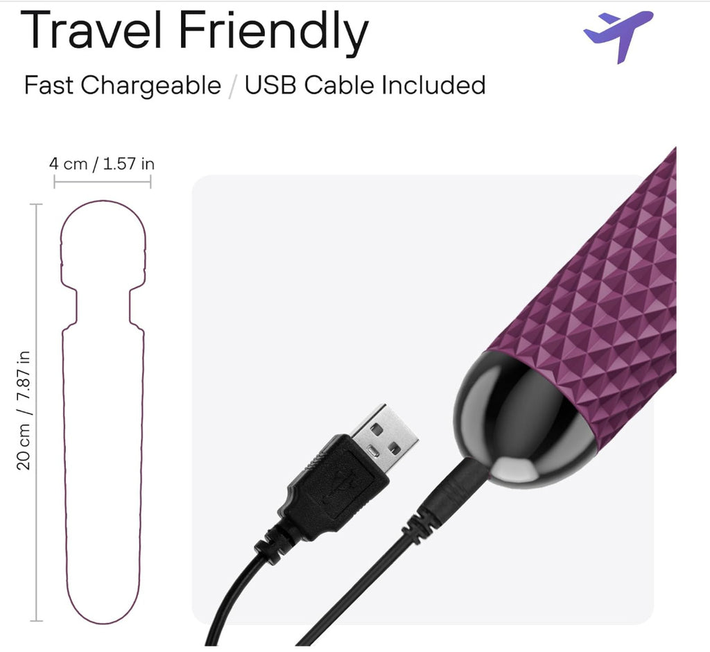 Handheld Wireless Magic Wand Massager - Waterproof, 20 Vibration Modes, 8 Speed Memory Function, Soft for Skin