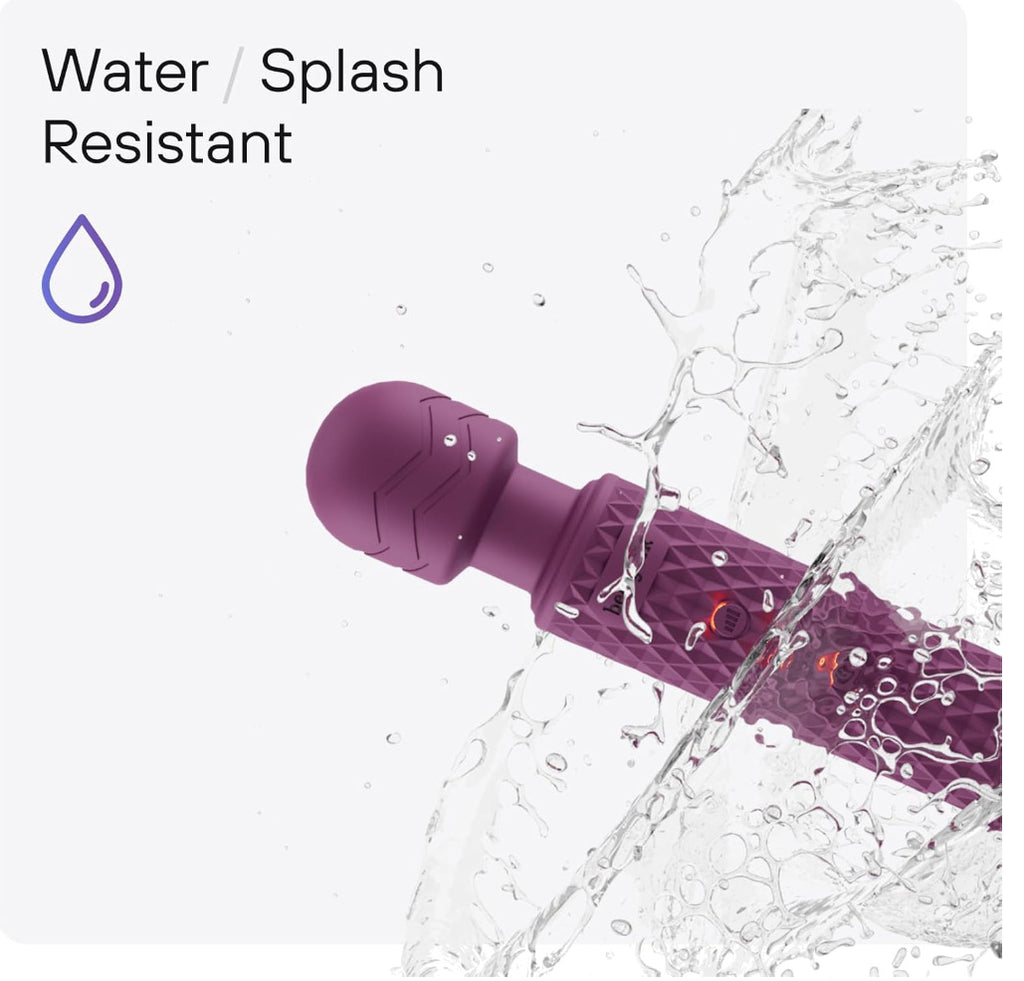 Handheld Wireless Magic Wand Massager - Waterproof, 20 Vibration Modes, 8 Speed Memory Function, Soft for Skin