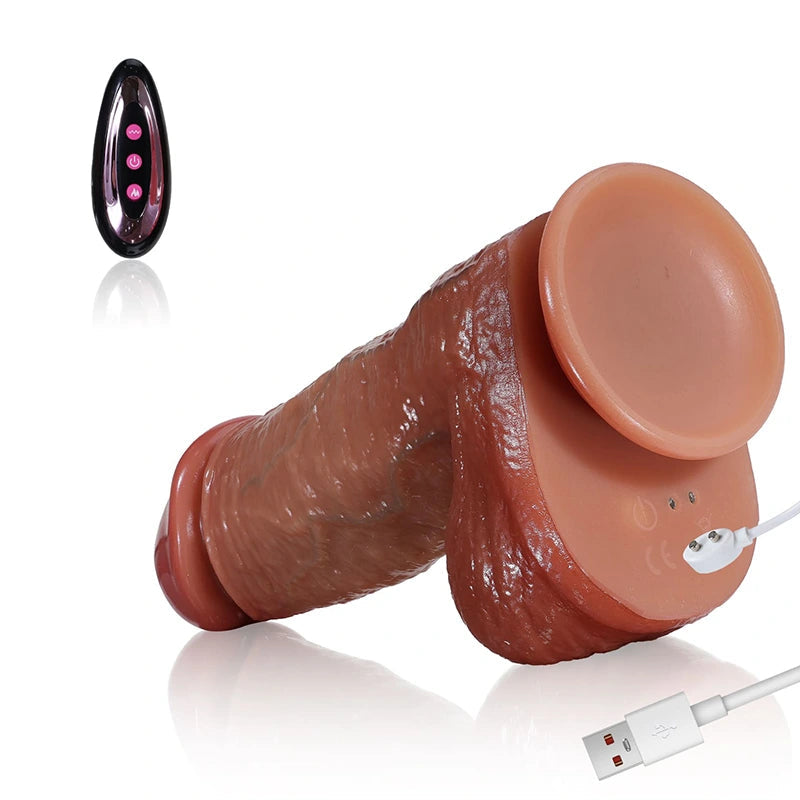 Remote-Controlled Telescopic Heating Realistic Dildo