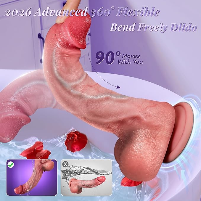 Realistic Electric Dildo Vibrator with Suction Cup, Soft Silicone Female Masturbator, Lifelike Penis Adult Sex Toy for Women