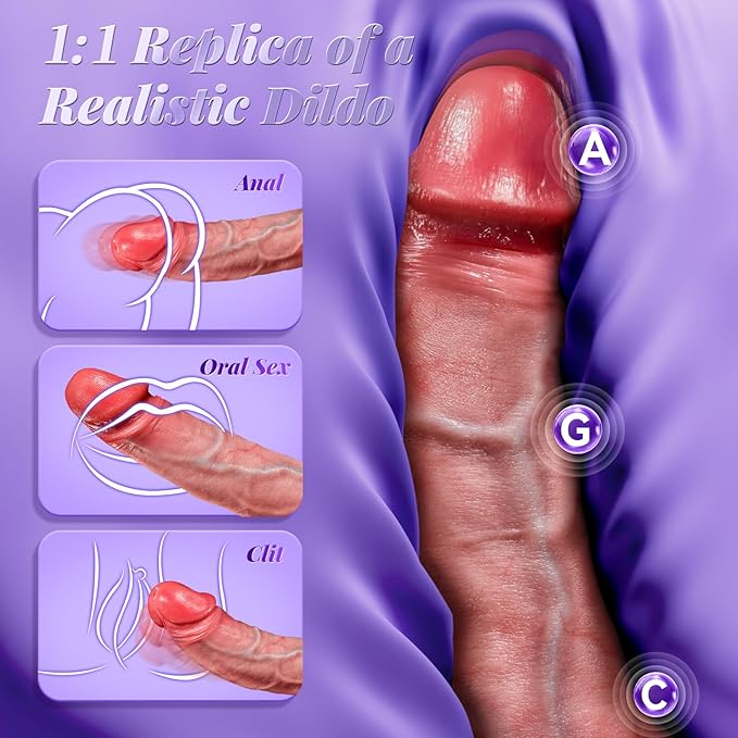 Realistic Electric Dildo Vibrator with Suction Cup, Soft Silicone Female Masturbator, Lifelike Penis Adult Sex Toy for Women