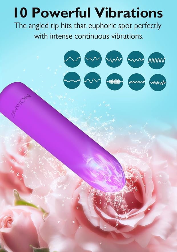 Small Bullet Vibrator for Women: Waterproof Mini Clit Vibrator with 10 Modes, Full Silicone Vibrating Finger Massager for G Spot Nipple,