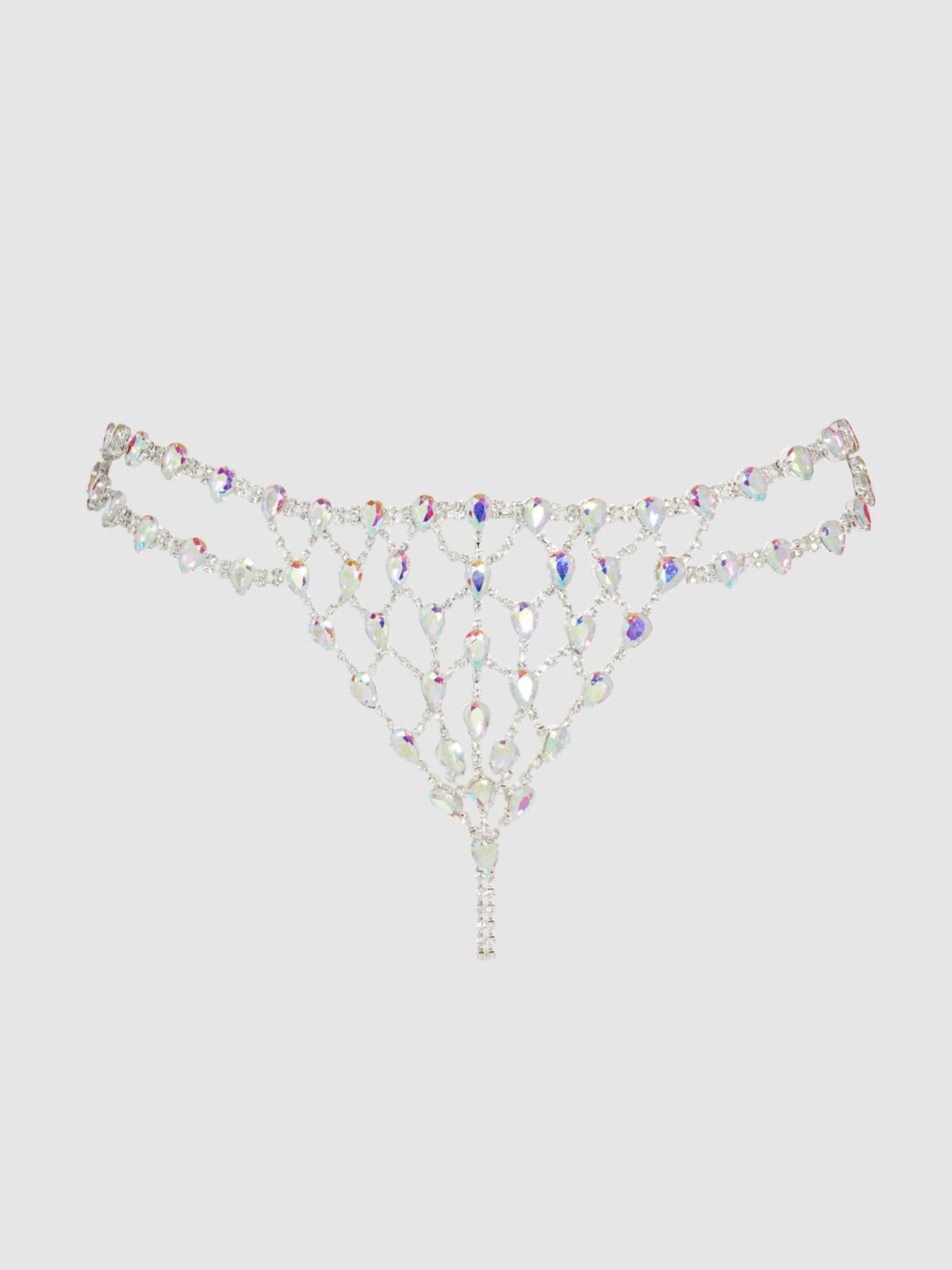 Ziggy Iridescent Stone Thong - Silver