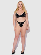 Phoenix Patent Underwire Unlined Grommet Bra & Crotchless Panty Set - Frederick's of Hollywood