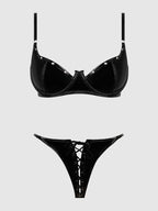 Phoenix Patent Underwire Unlined Grommet Bra & Crotchless Panty Set - Frederick's of Hollywood
