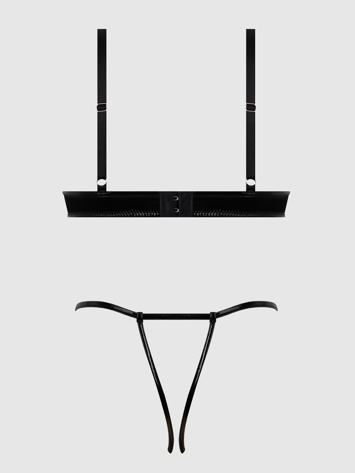 Phoenix Patent Underwire Unlined Grommet Bra & Crotchless Panty Set - Frederick's of Hollywood