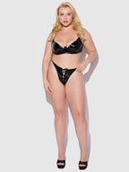 Phoenix Patent Underwire Unlined Grommet Bra & Crotchless Panty Set - Frederick's of Hollywood