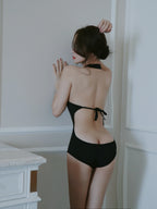 Midnight Cross-Strap Cutout Bodysuit