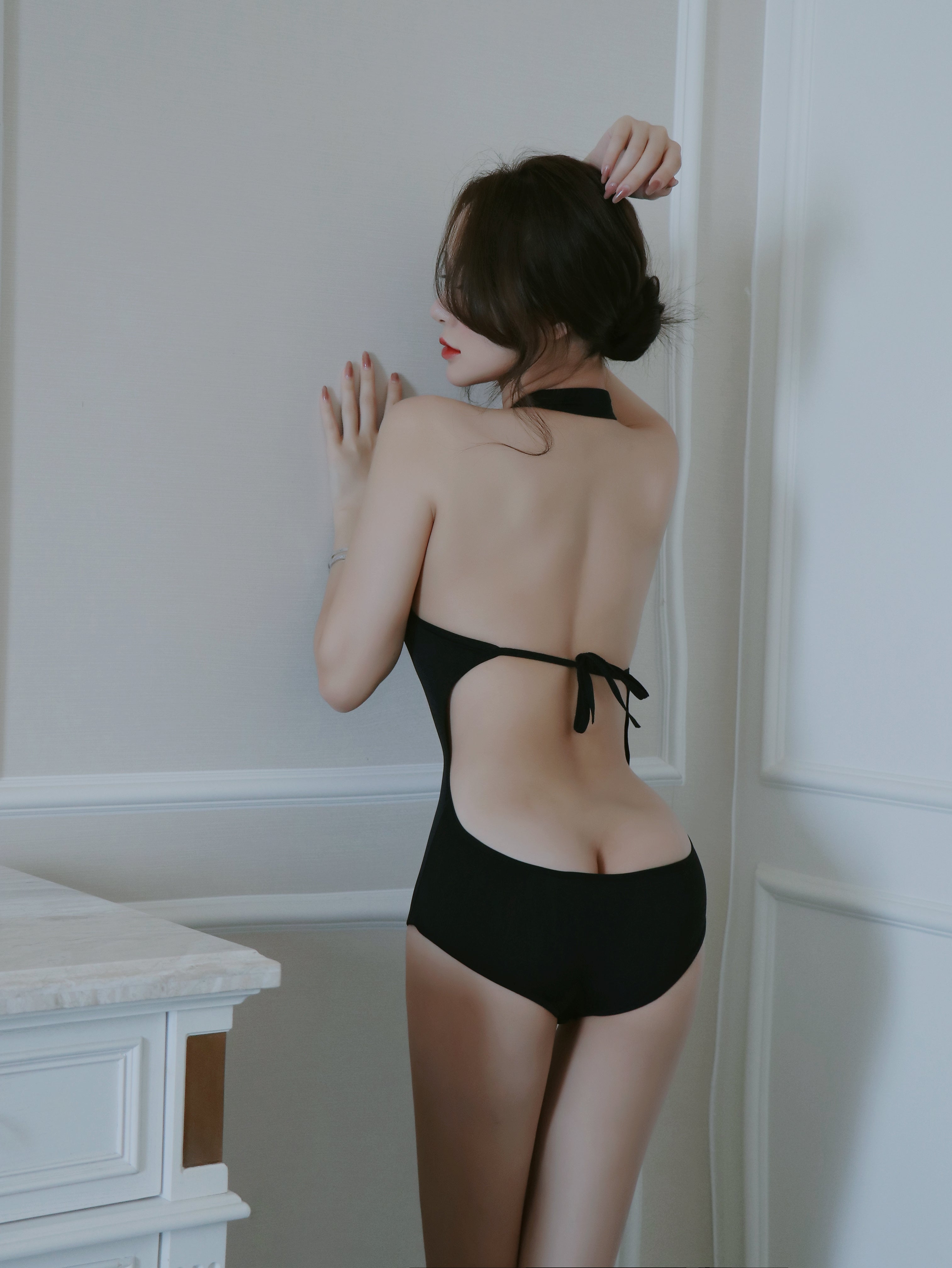 Midnight Cross-Strap Cutout Bodysuit