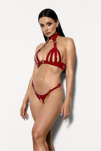 Ari Lacquer Leather Bra in Red