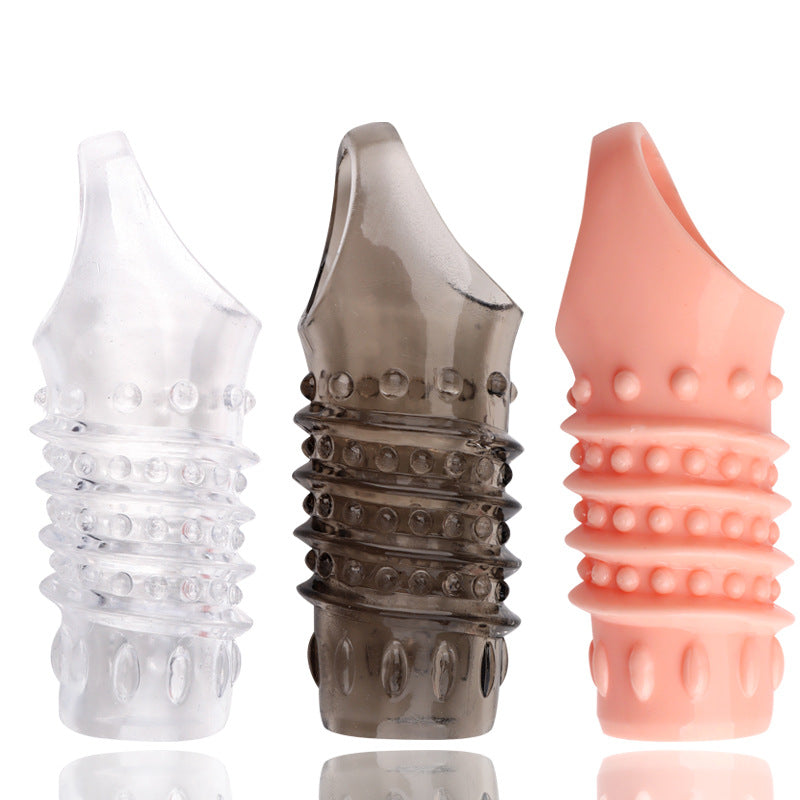 Threaded Textured Crystal Penis Sleeve Extension & Thickening Anti-Ejaculation Device for Couples