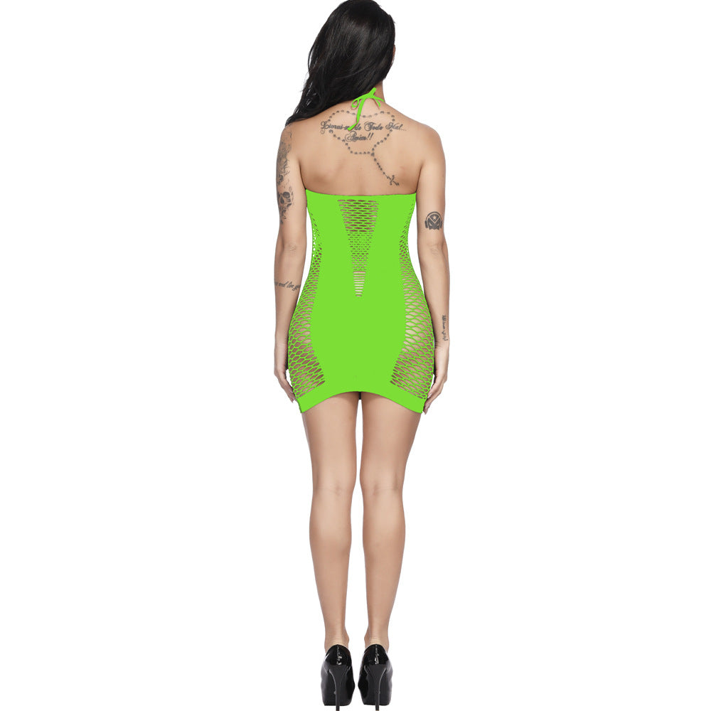 Sexy Fishnet Lingerie Dress - Strappy Hollow Mesh Bodycon Mini Dress