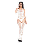 Sexy Jacquard Lace Lingerie Set - Hollow Out Bra & Garter Suspender Set